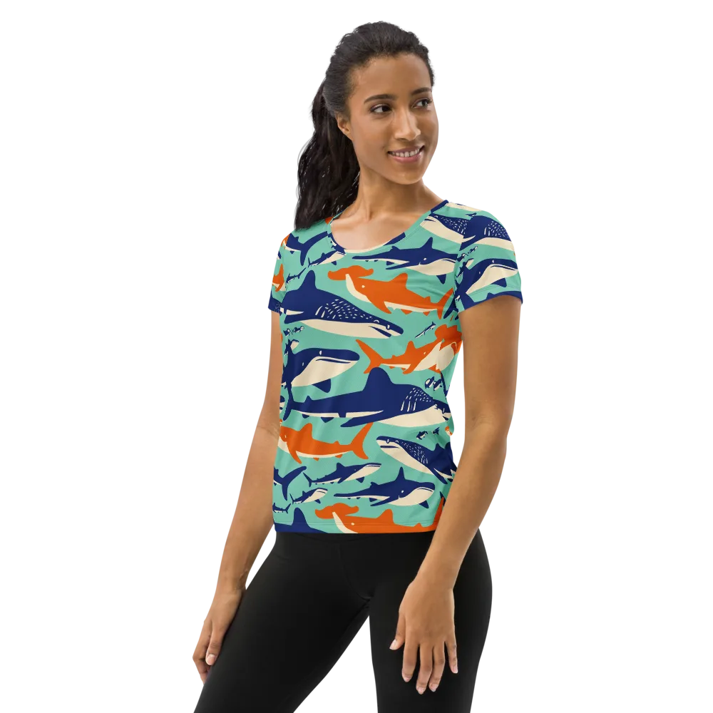 Tidal Giants on Women's Athletic T-Shirt — Left