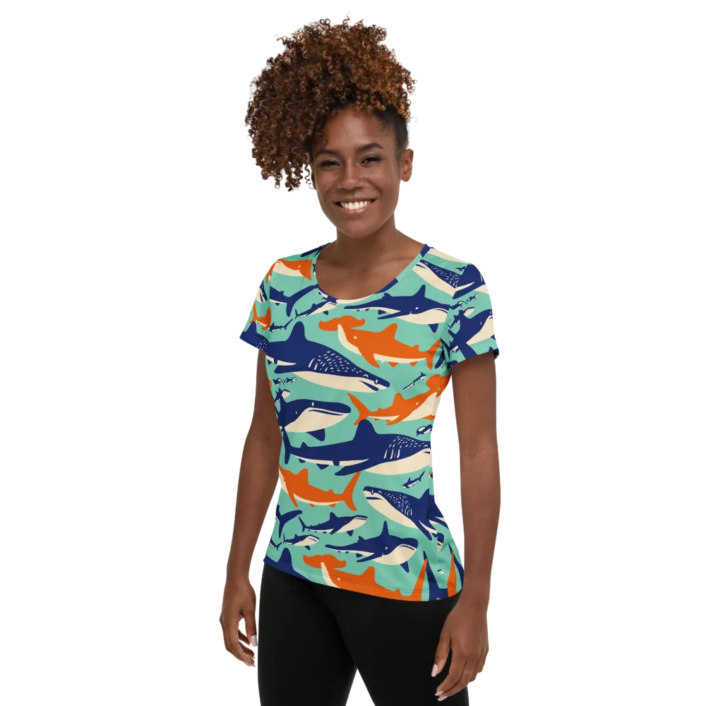Tidal Giants on Women's Athletic T-Shirt — Left