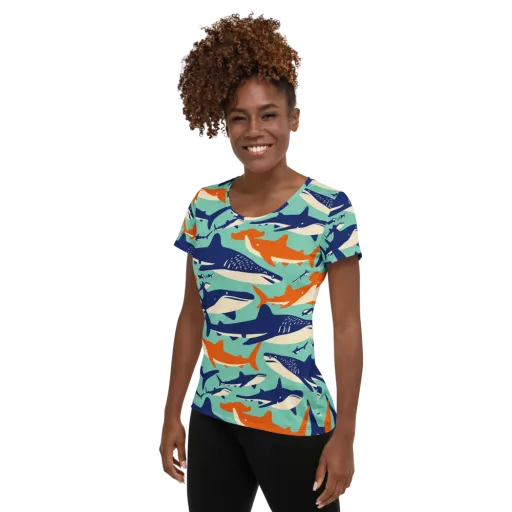 Tidal Giants on a Women's Athletic T-Shirt