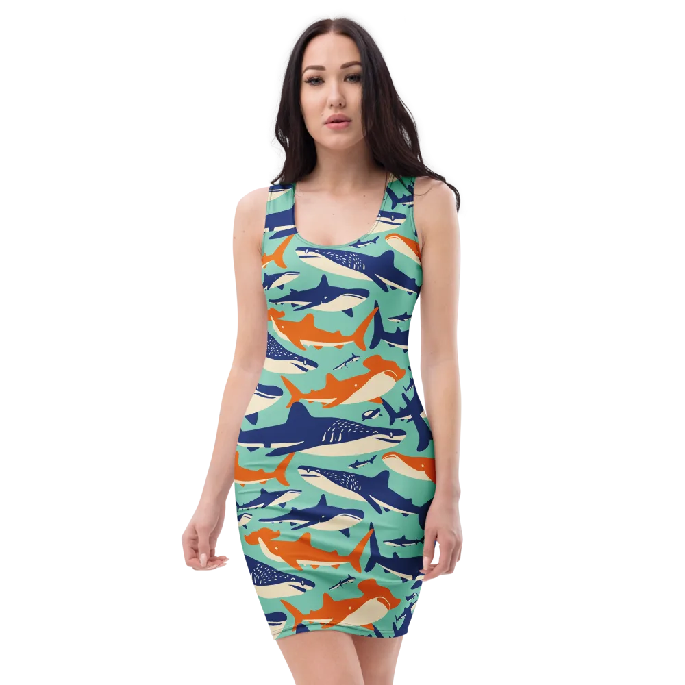 Tidal Giants on Bodycon Dress — Front