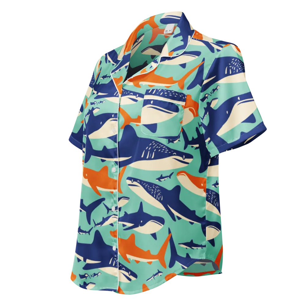Tidal Giants on Women's Short Sleeve Pajama Top — Left Front