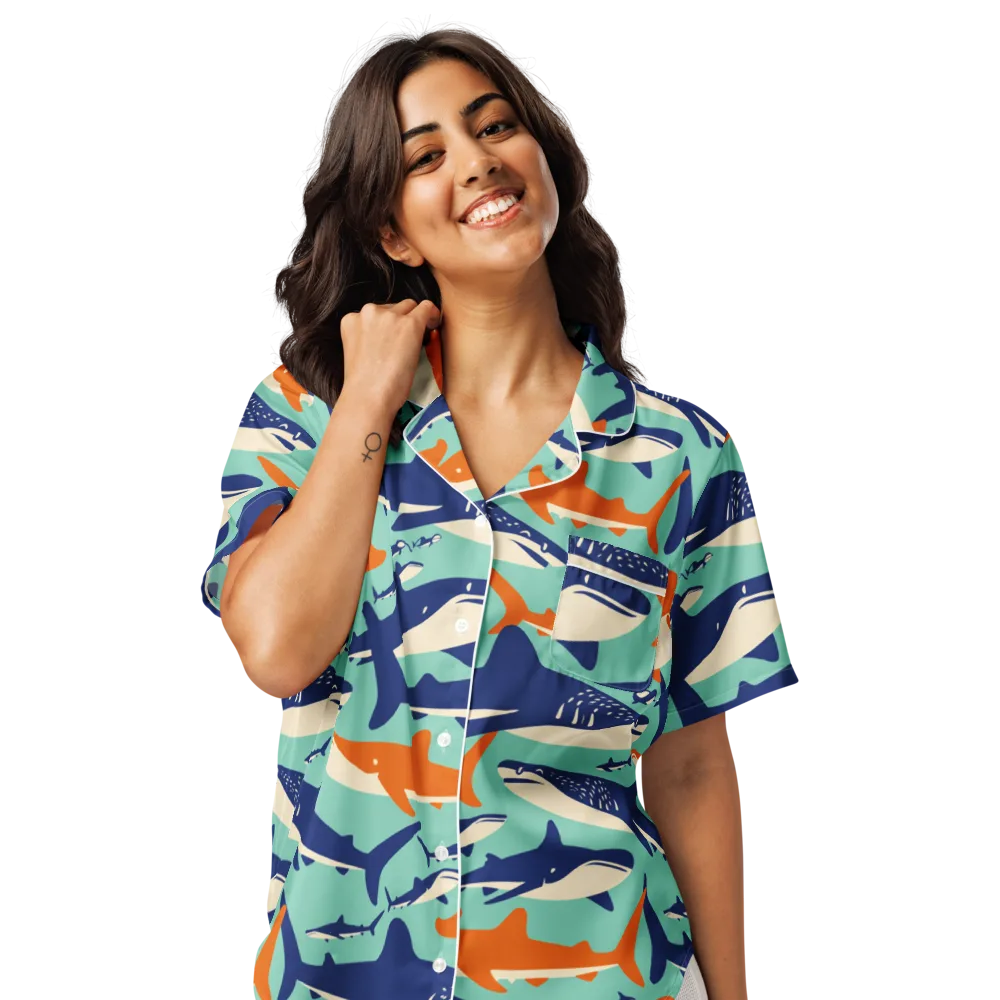 Tidal Giants on Women's Short Sleeve Pajama Top — Front