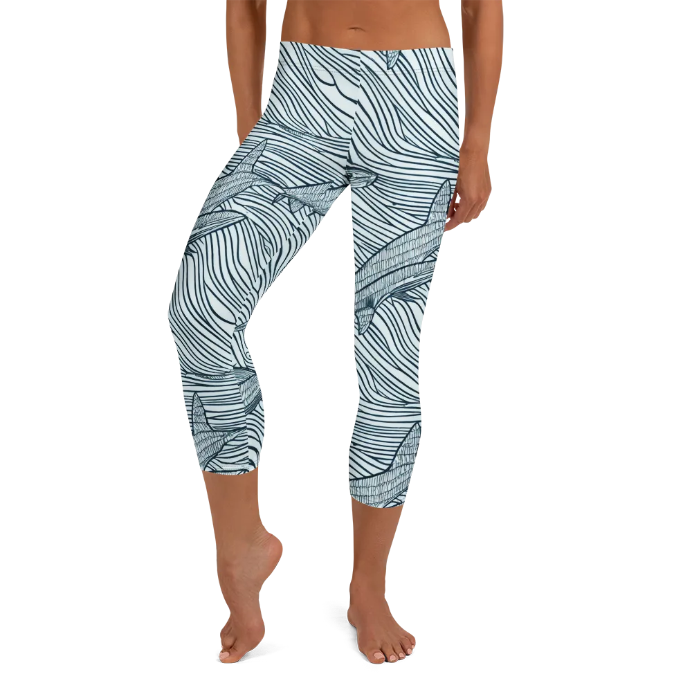 Sardine Sweep on Capri Leggings — Front