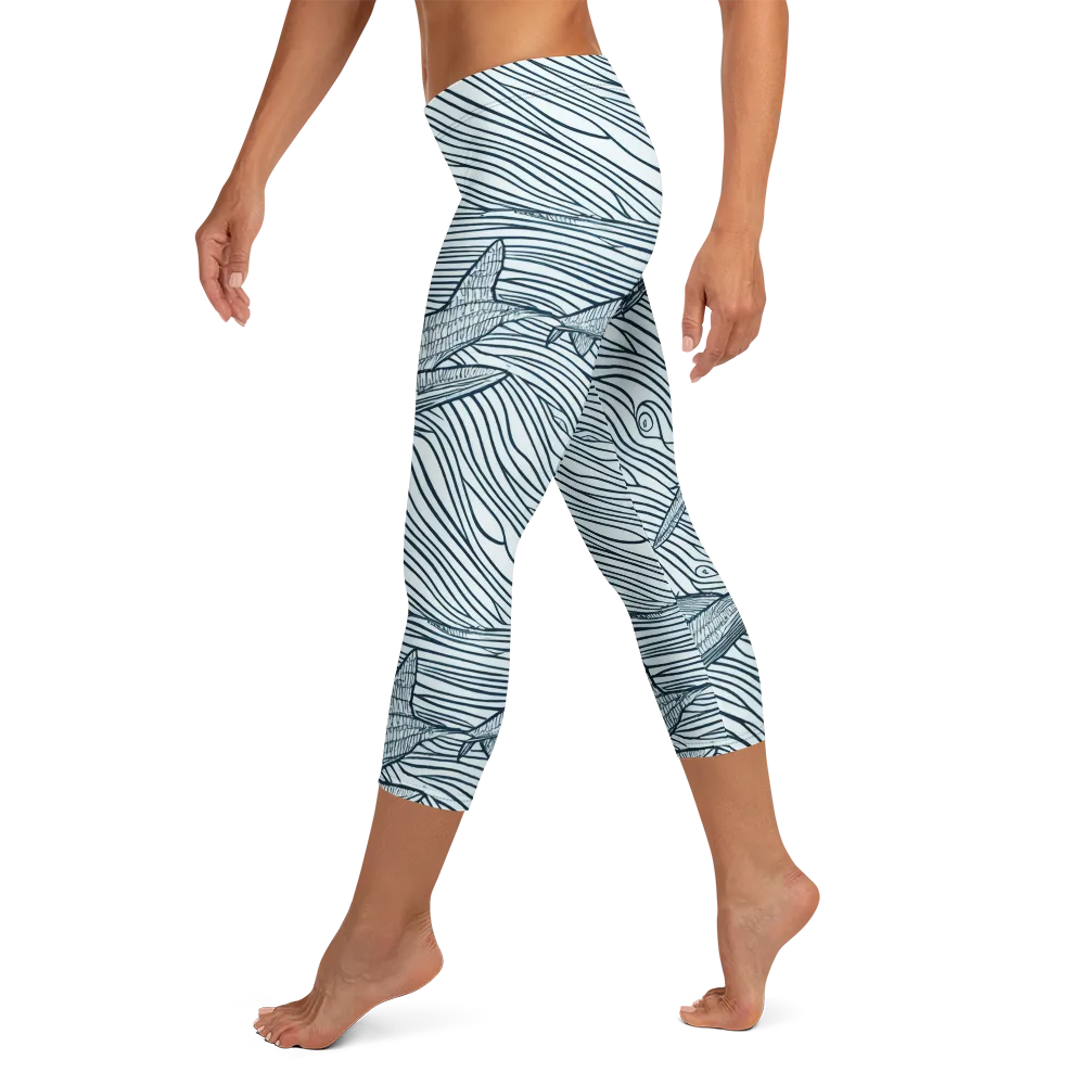 Sardine Sweep on Capri Leggings — Left