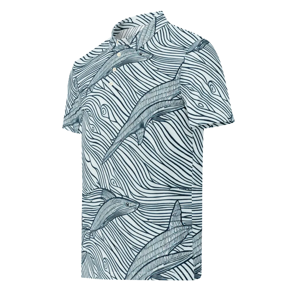 Sardine Sweep on Men's Slim Fit Polo Shirt — Left Front