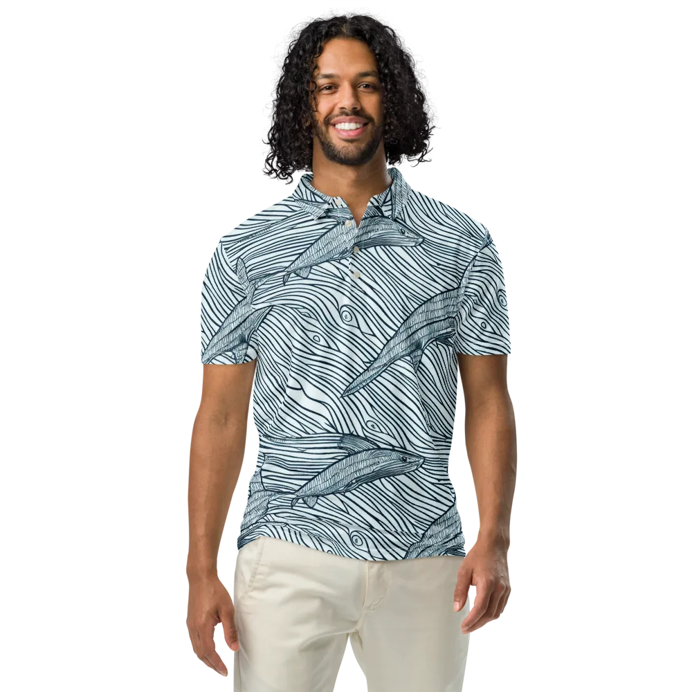 Sardine Sweep on Men's Slim Fit Polo Shirt — Front