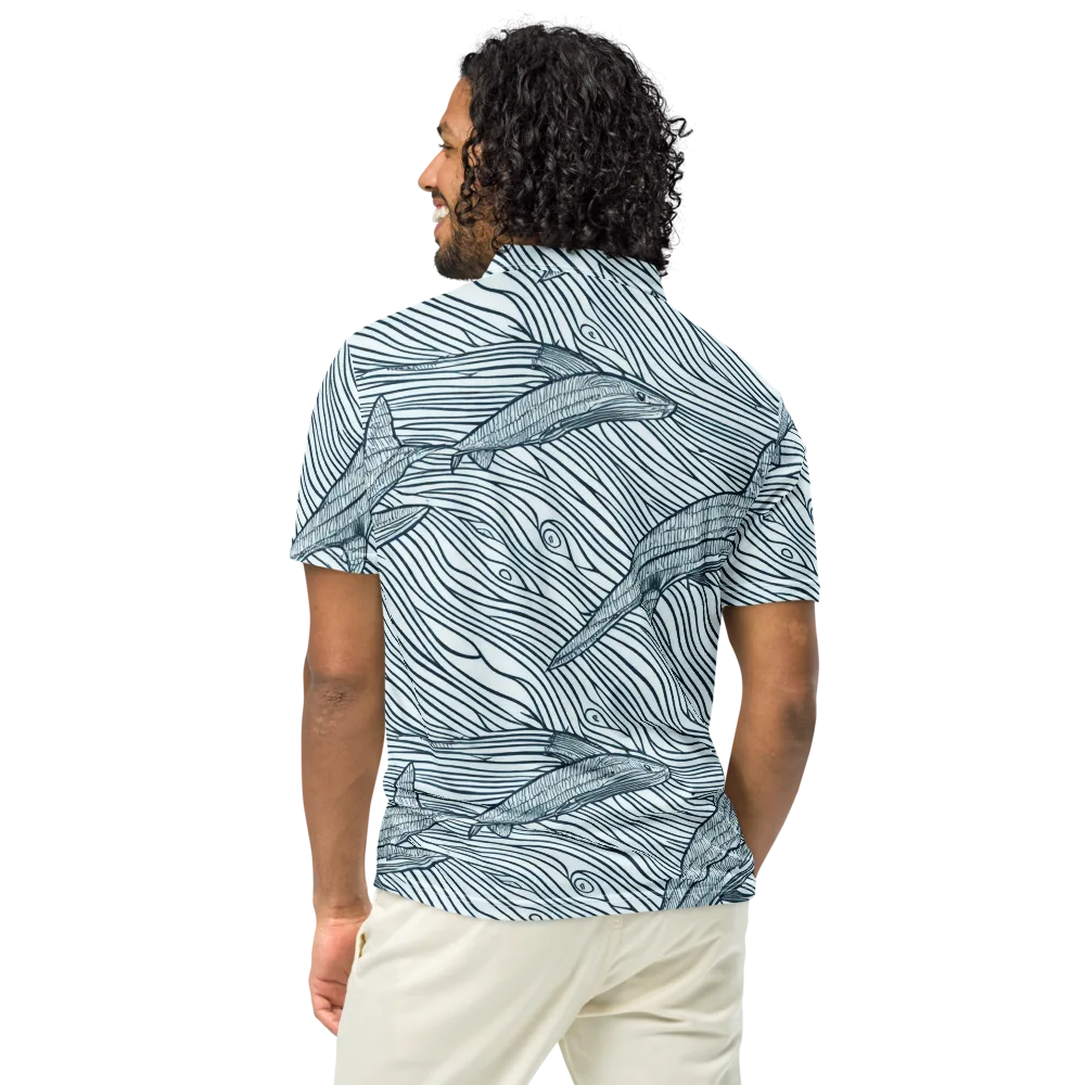 Sardine Sweep on Men's Slim Fit Polo Shirt — Back