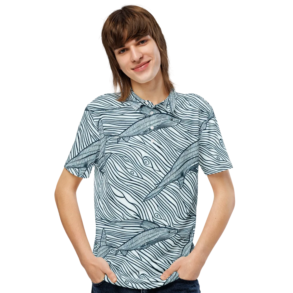 Sardine Sweep on Men's Slim Fit Polo Shirt — Front