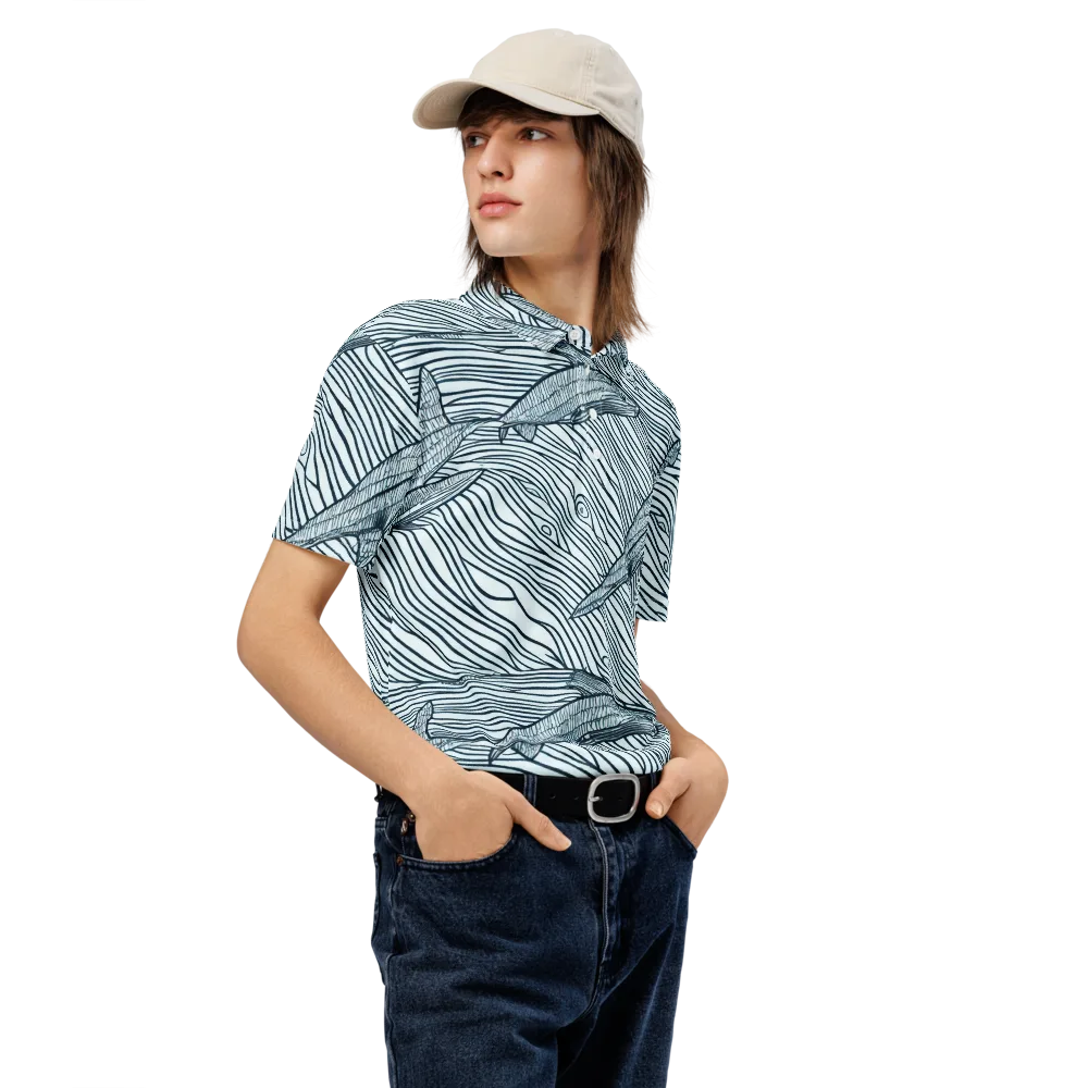 Sardine Sweep on Men's Slim Fit Polo Shirt — Right Front