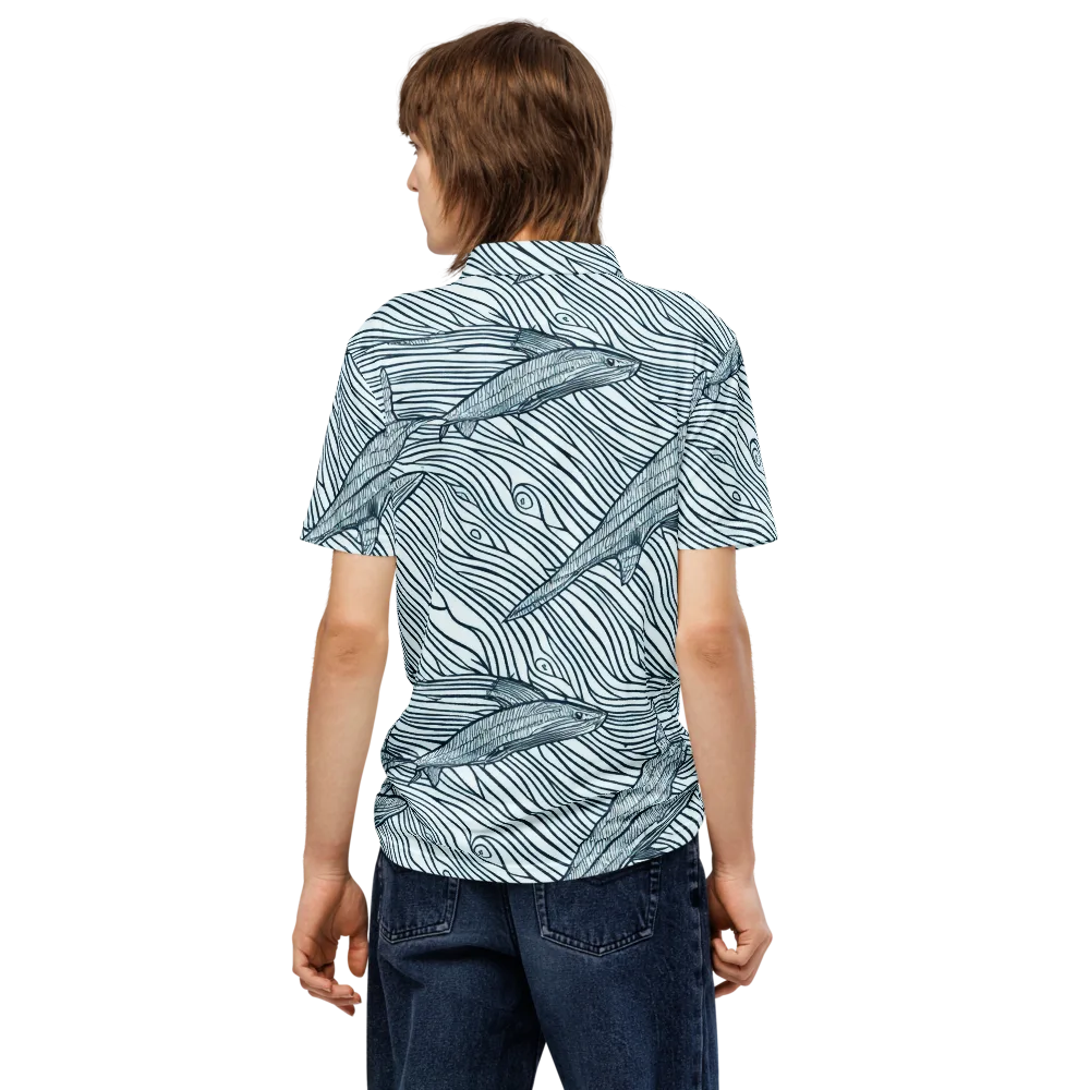 Sardine Sweep on Men's Slim Fit Polo Shirt — Back