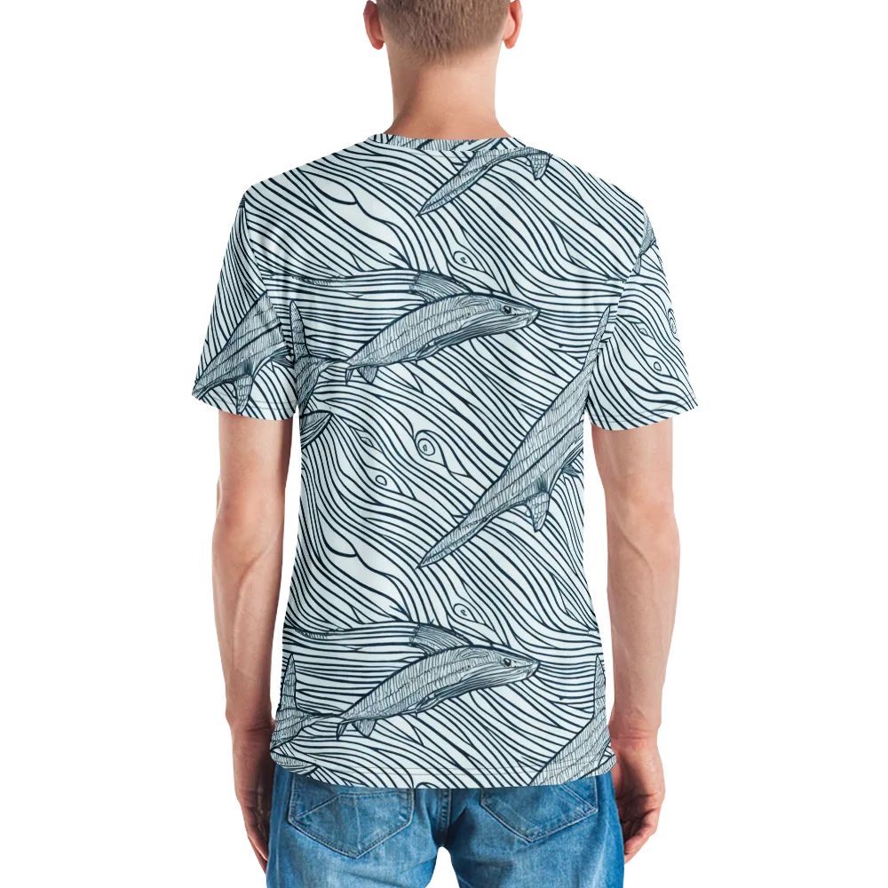 Sardine Sweep on Men's Crew Neck T-Shirt — Back