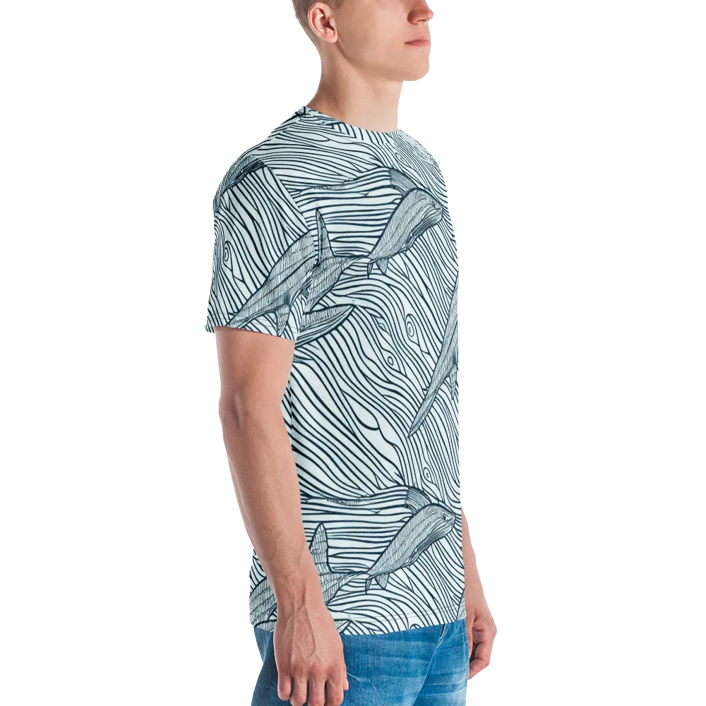 Sardine Sweep on Men's Crew Neck T-Shirt — Right