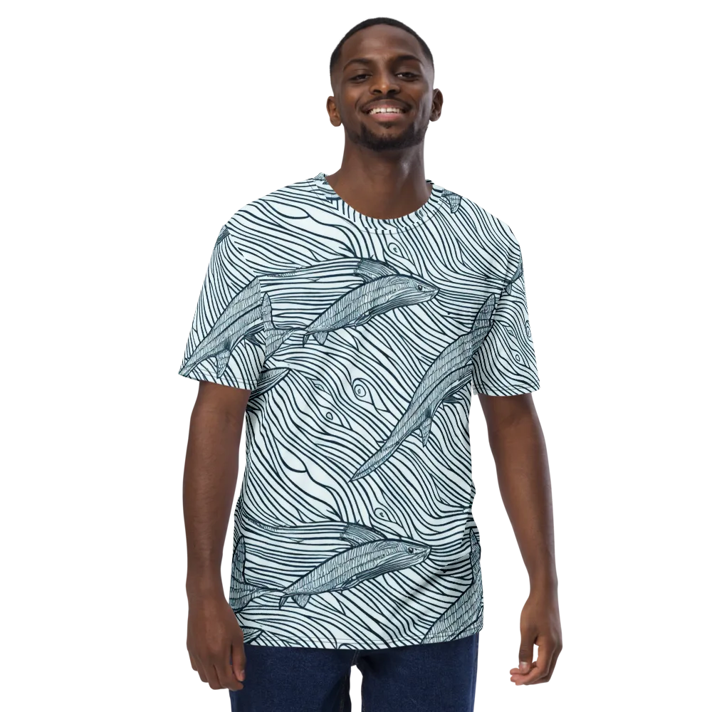 Sardine Sweep on Men's Crew Neck T-Shirt — Front