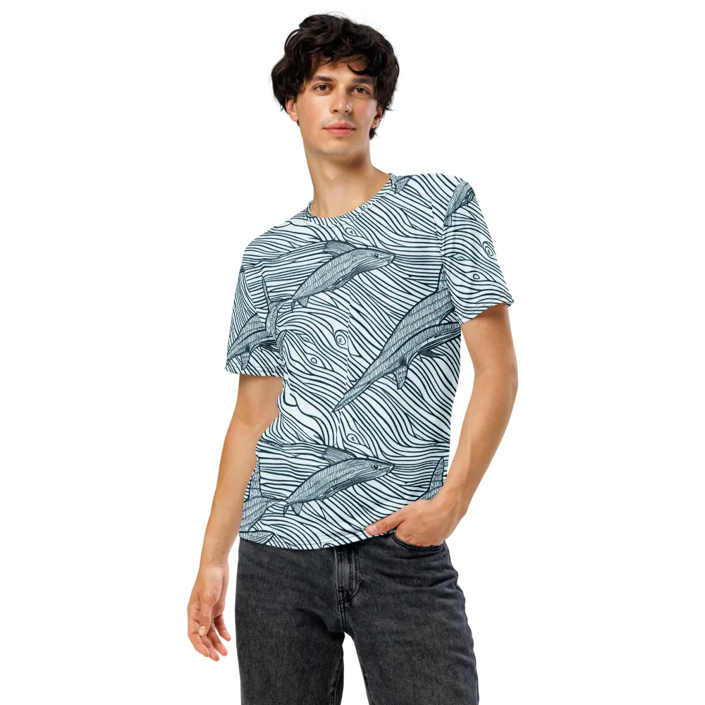 Sardine Sweep on Men's Crew Neck T-Shirt — Front