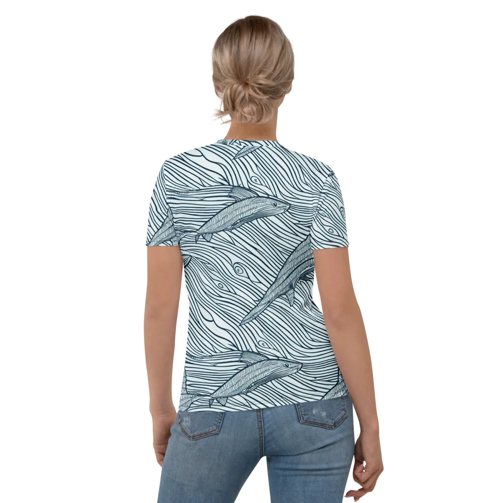 Sardine Sweep on Women's Crew Neck T-Shirt — Back