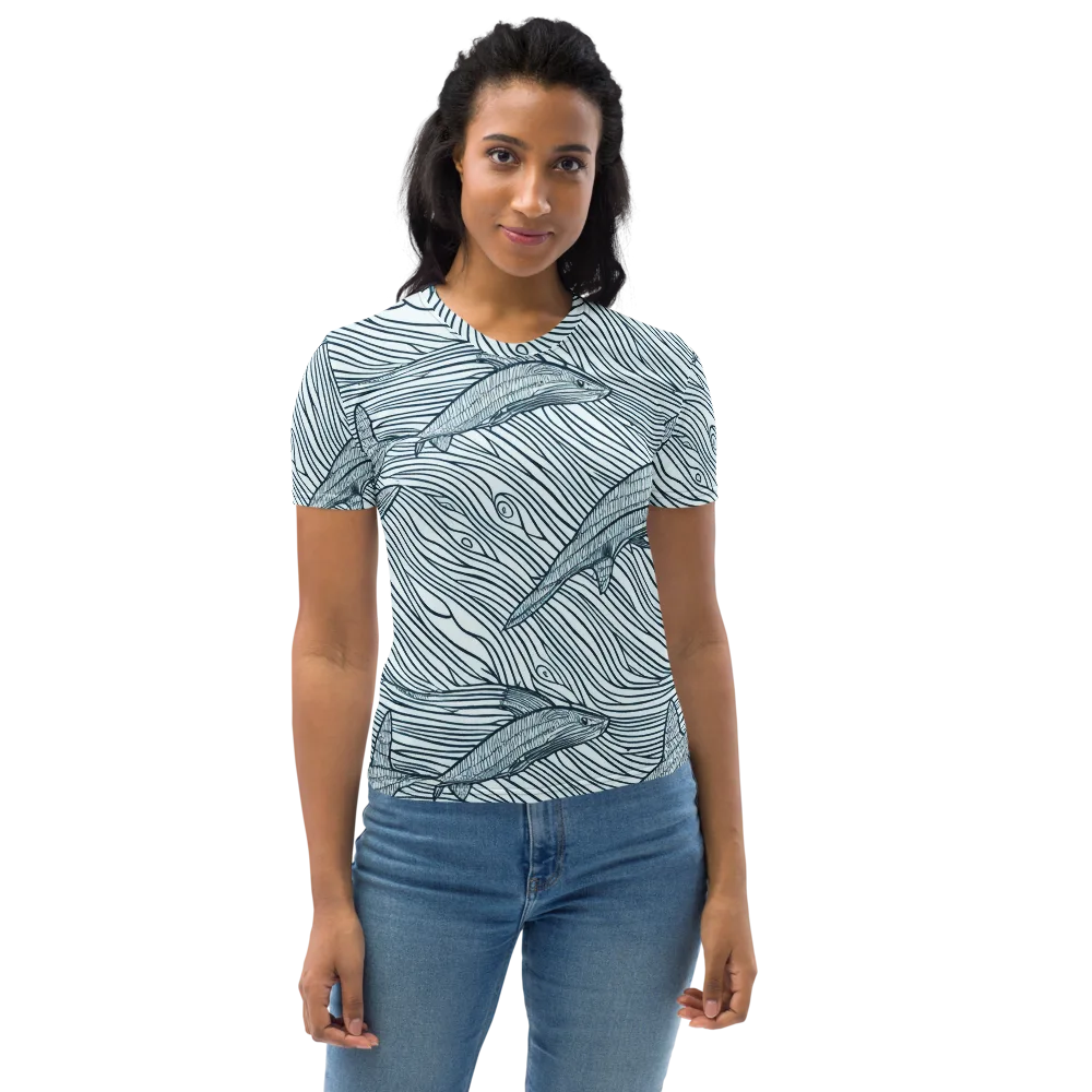 Sardine Sweep on Women's Crew Neck T-Shirt — Front