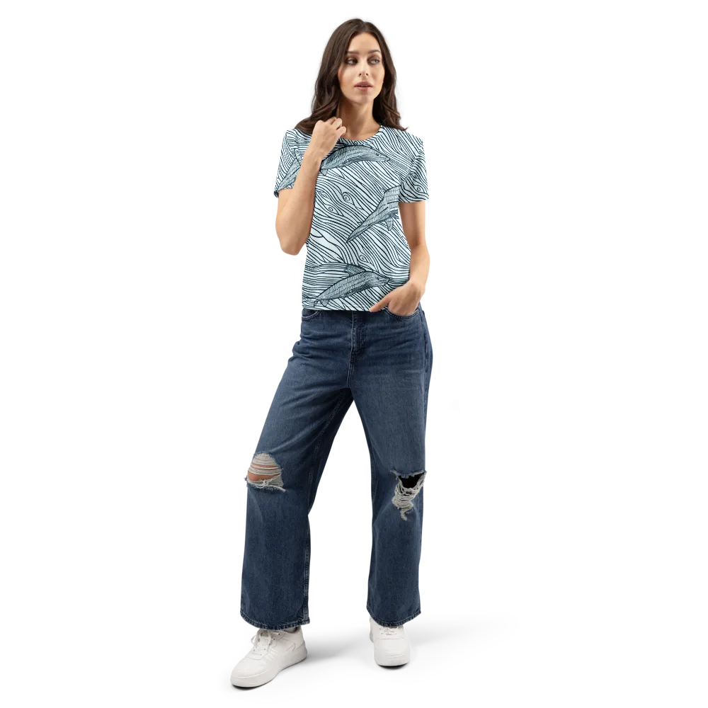 Sardine Sweep on Women's Crew Neck T-Shirt — Front
