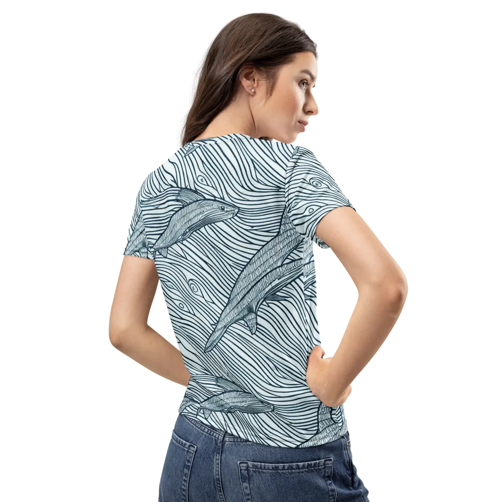 Sardine Sweep on Women's Crew Neck T-Shirt — Back