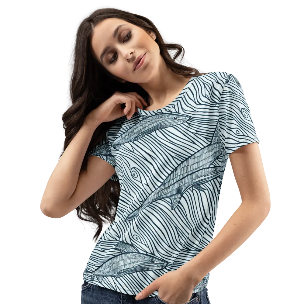 Sardine Sweep on Women's Crew Neck T-Shirt — Left Front