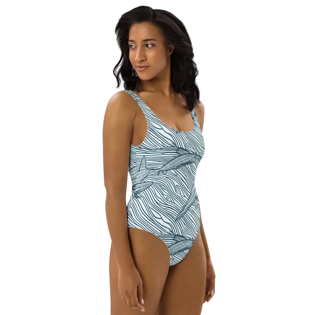 Sardine Sweep on One-Piece Swimsuit — Right