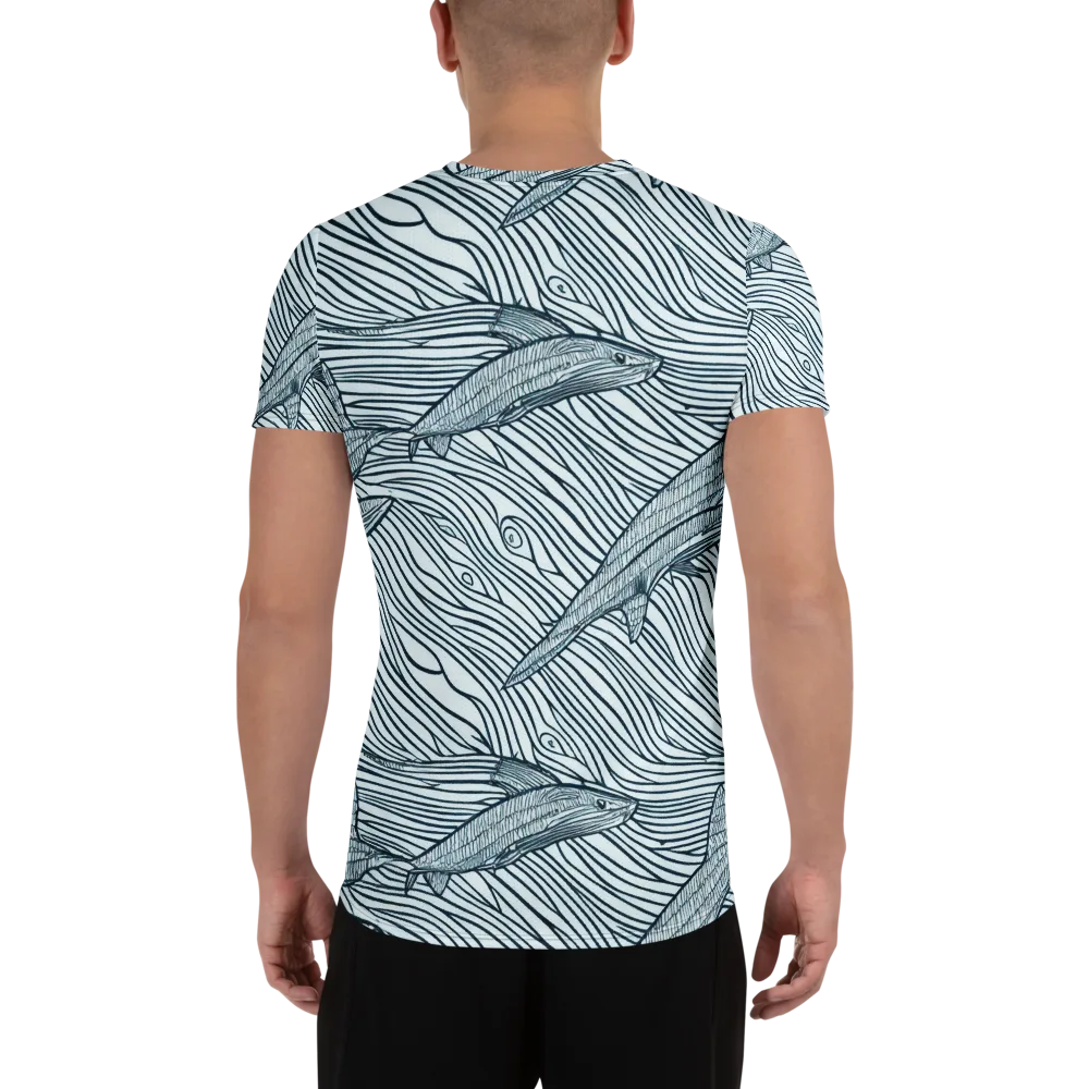 Sardine Sweep on Men's Athletic T-Shirt — Back