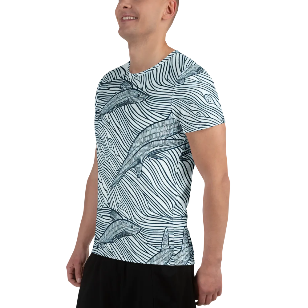 Sardine Sweep on Men's Athletic T-Shirt — Left