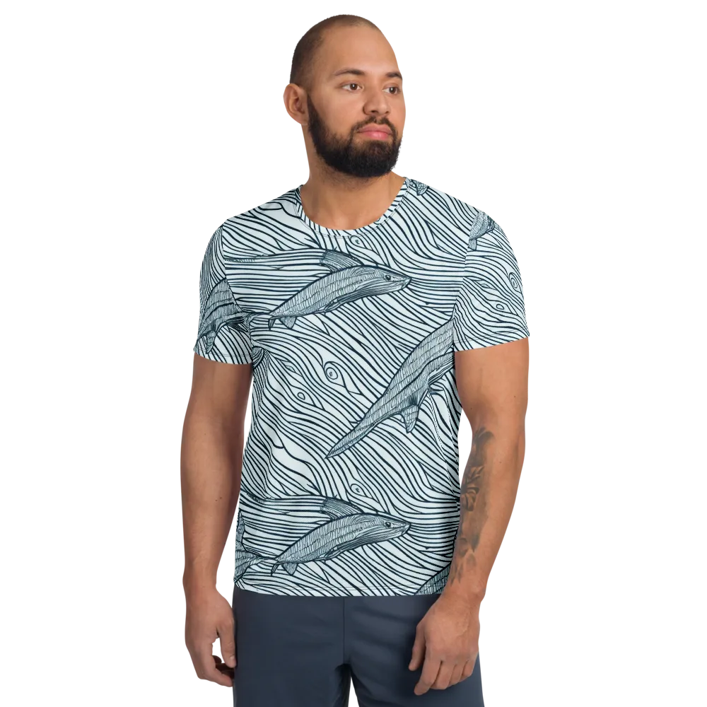 Sardine Sweep on Men's Athletic T-Shirt — Front
