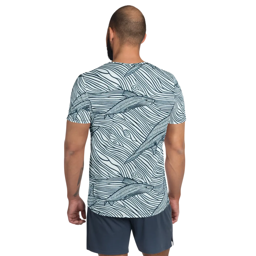 Sardine Sweep on Men's Athletic T-Shirt — Back