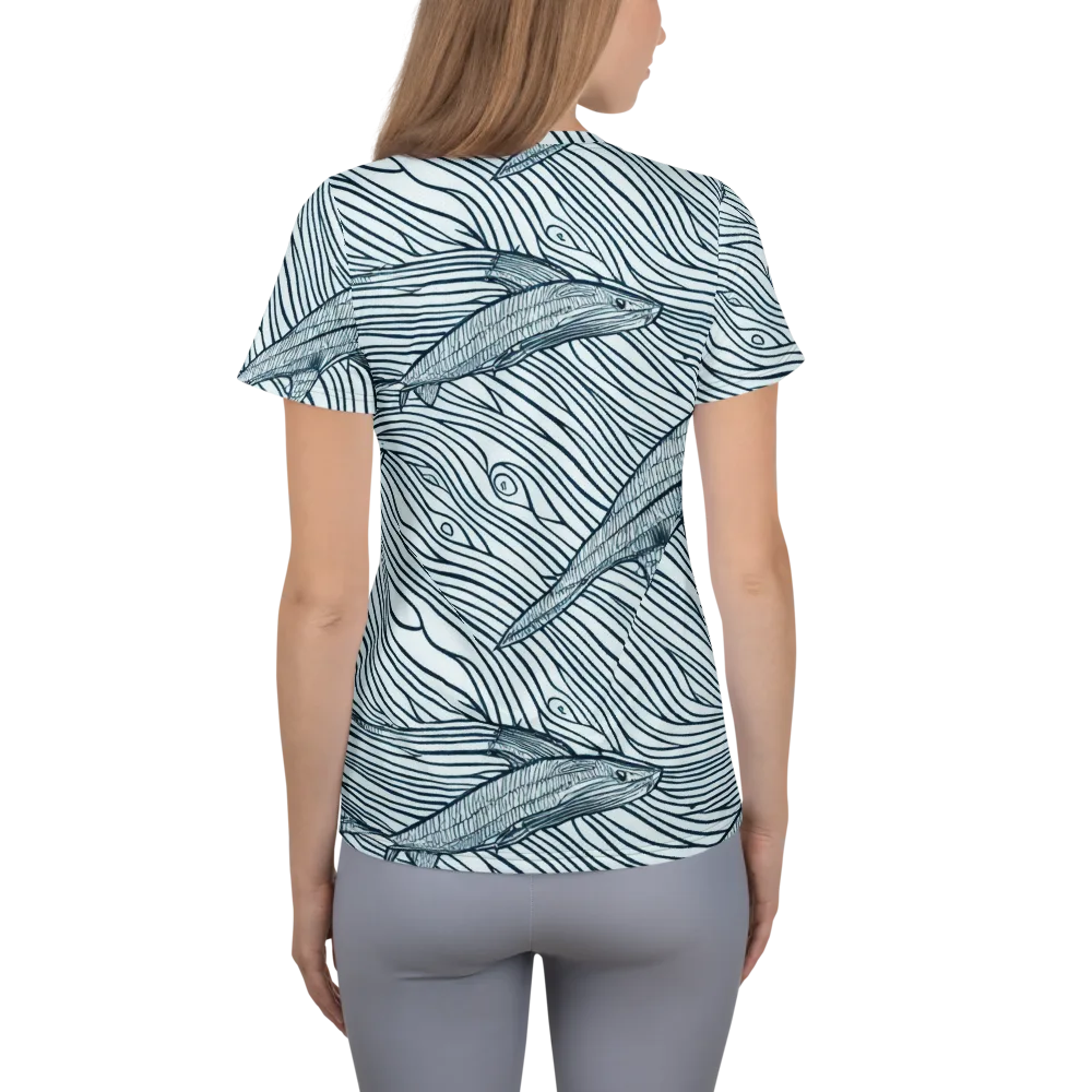 Sardine Sweep on Women's Athletic T-Shirt — Back