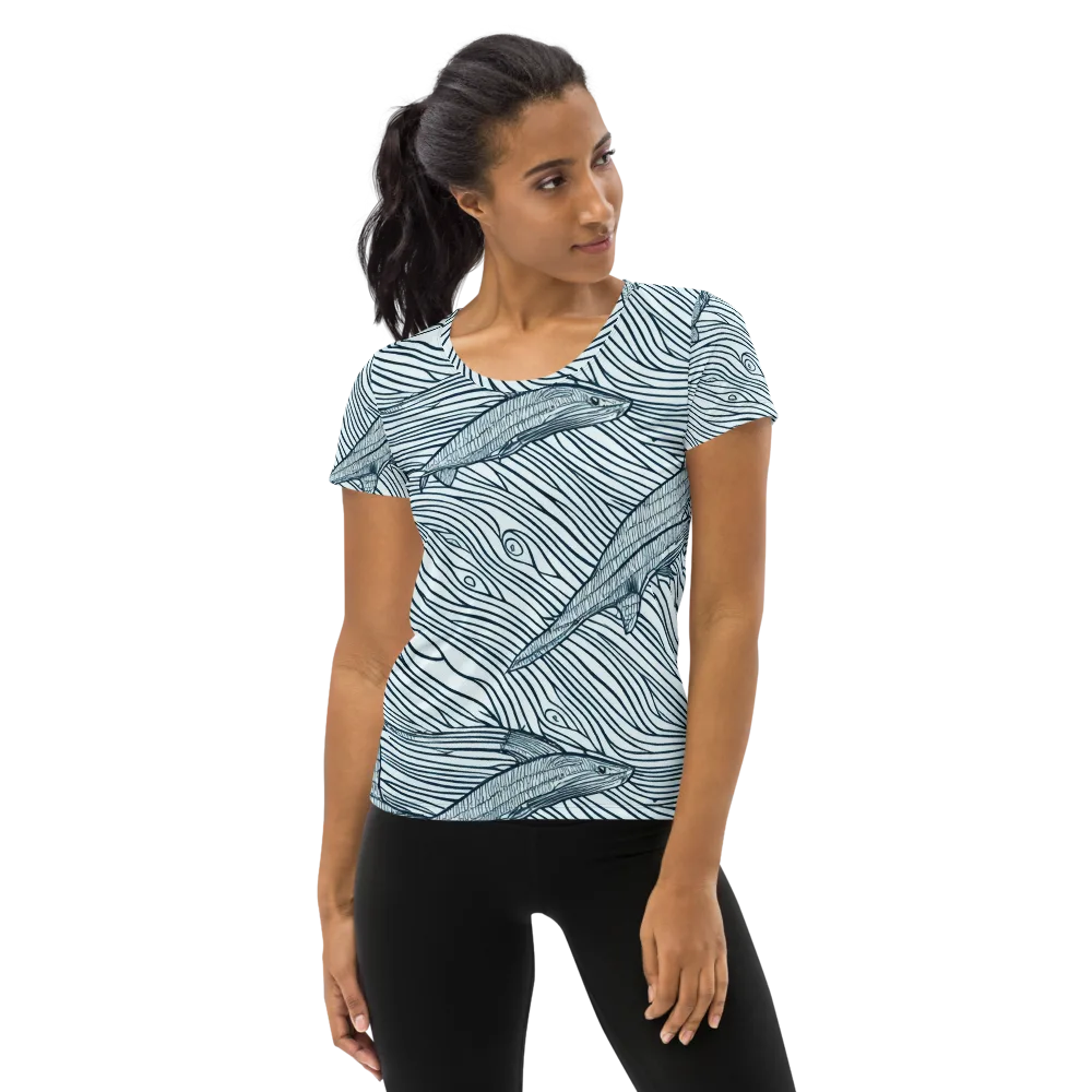 Sardine Sweep on Women's Athletic T-Shirt — Front