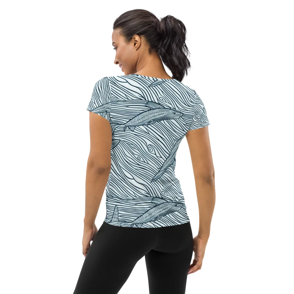 Sardine Sweep on Women's Athletic T-Shirt — Back