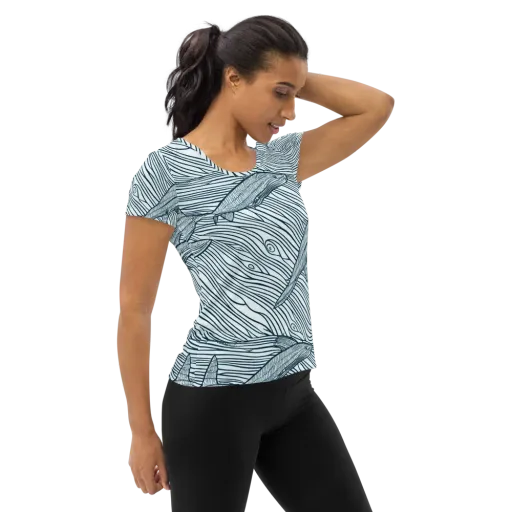 Sardine Sweep on a Women's Athletic T-Shirt