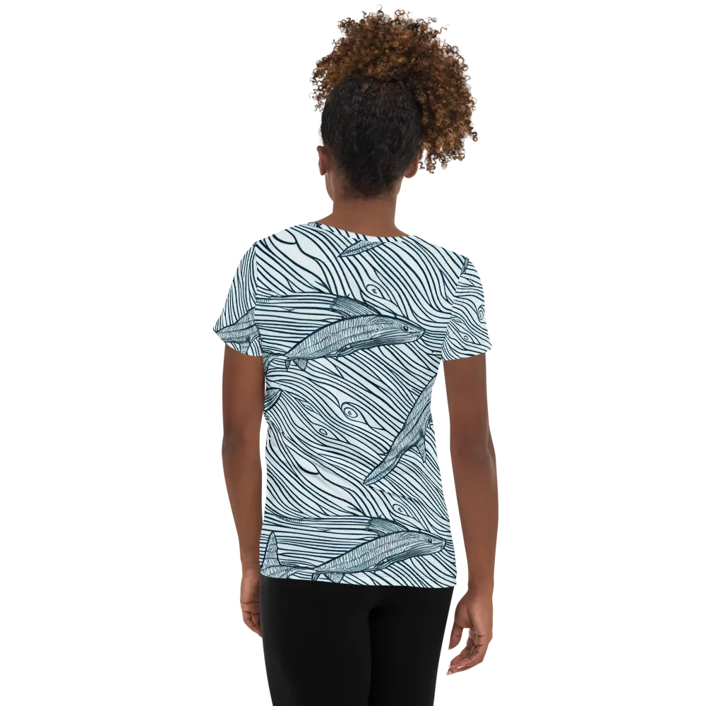 Sardine Sweep on Women's Athletic T-Shirt — Back