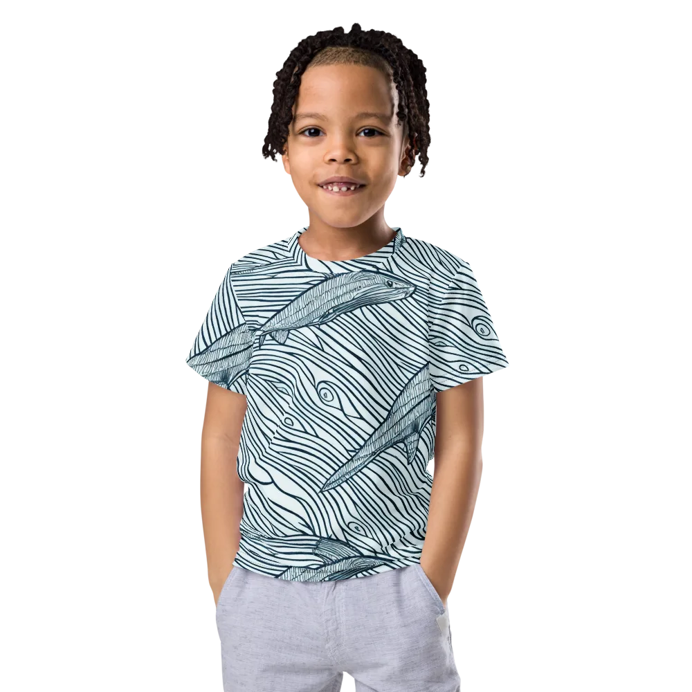 Sardine Sweep on Kids Crew Neck T-Shirt — Front