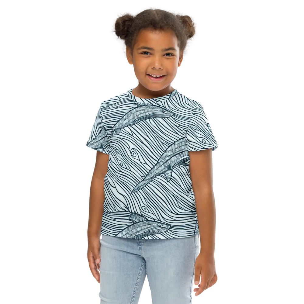 Sardine Sweep on Kids Crew Neck T-Shirt — Front