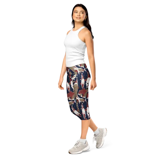 Crimson Koi on a Capri Leggings