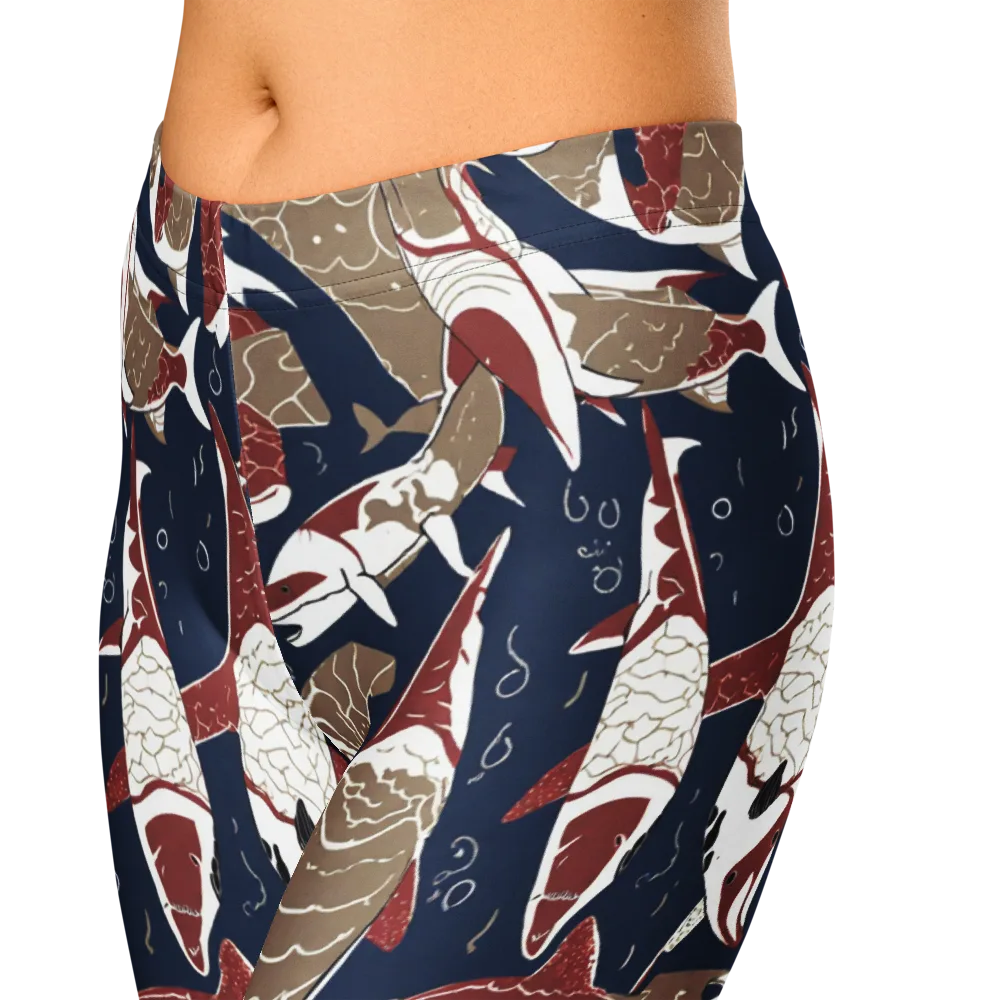 Crimson Koi on Capri Leggings — Zoomed-in
