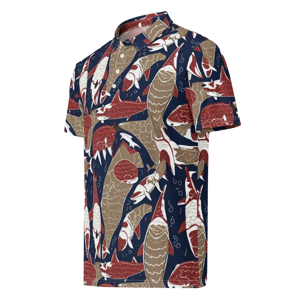 Crimson Koi on Men's Slim Fit Polo Shirt — Left Front