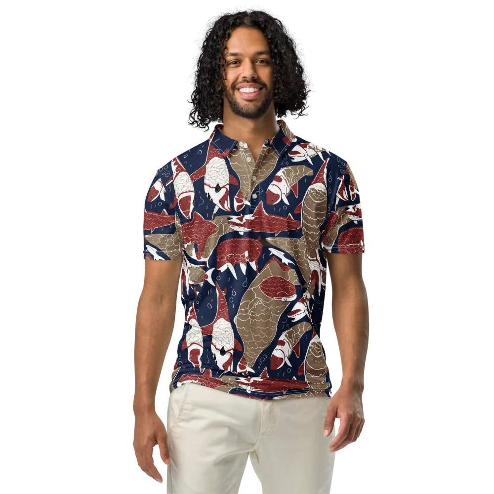 Crimson Koi on Men's Slim Fit Polo Shirt — Front
