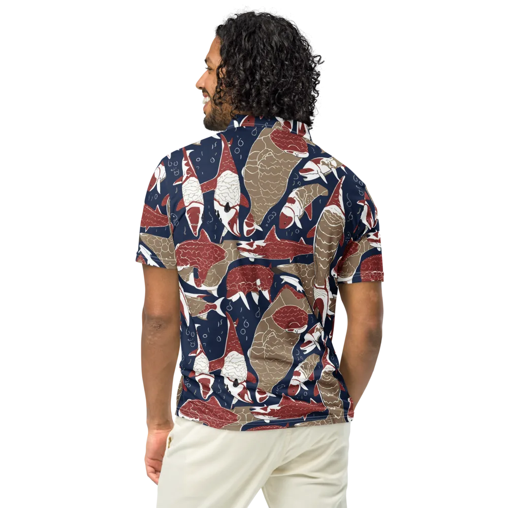 Crimson Koi on Men's Slim Fit Polo Shirt — Back