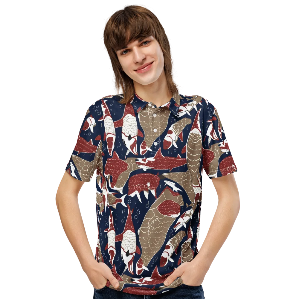 Crimson Koi on Men's Slim Fit Polo Shirt — Front