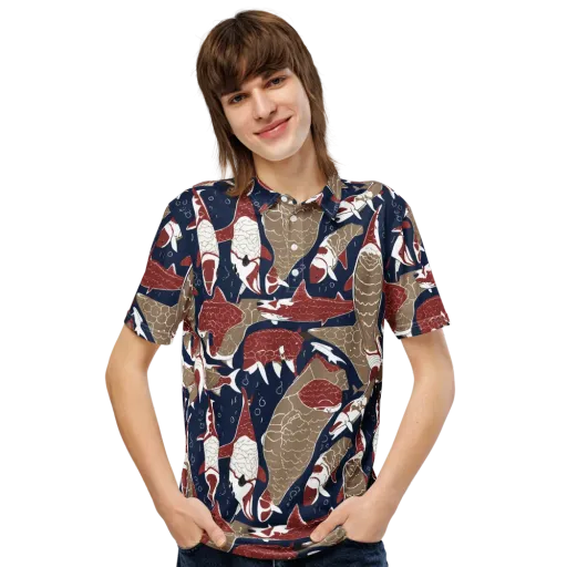Crimson Koi on a Men's Slim Fit Polo Shirt
