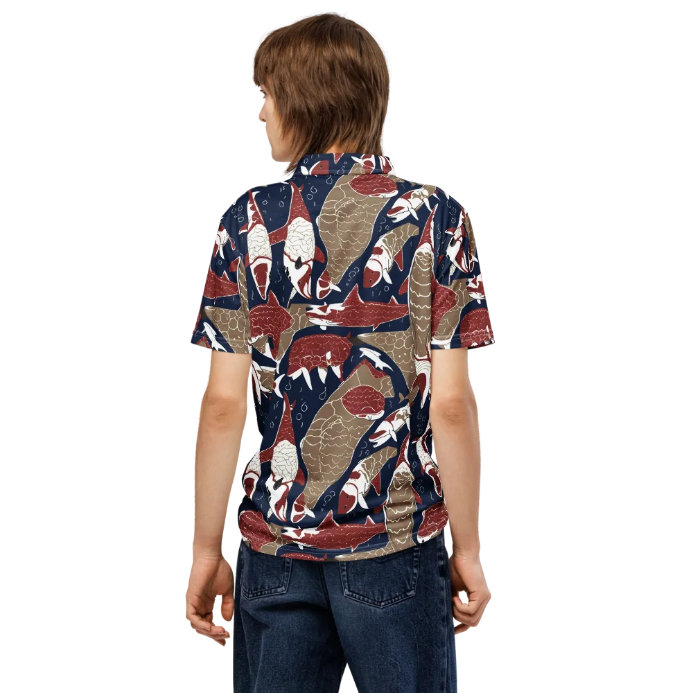 Crimson Koi on Men's Slim Fit Polo Shirt — Back