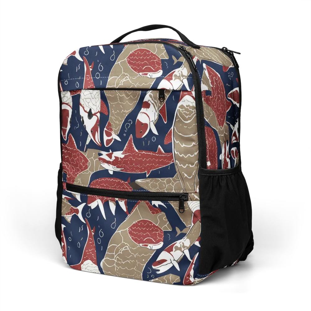 Crimson Koi on Utility Backpack — Left Front