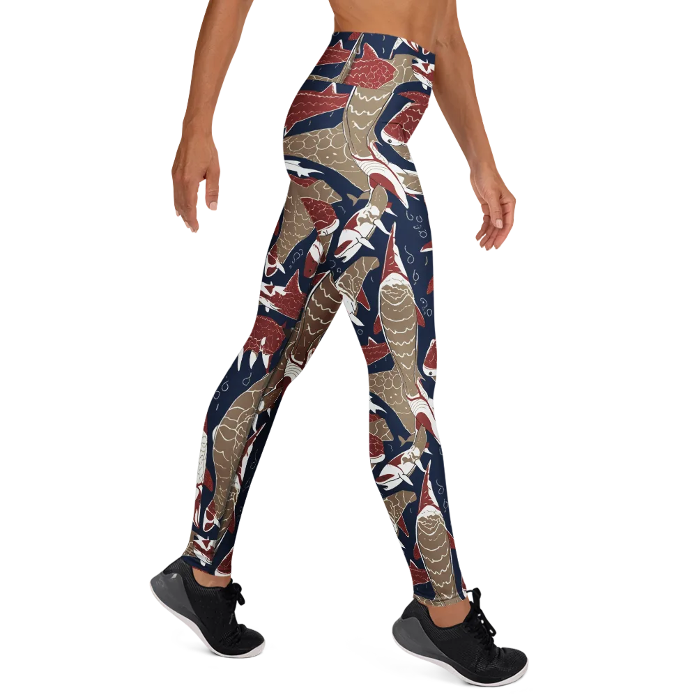 Crimson Koi on Yoga Leggings — Right