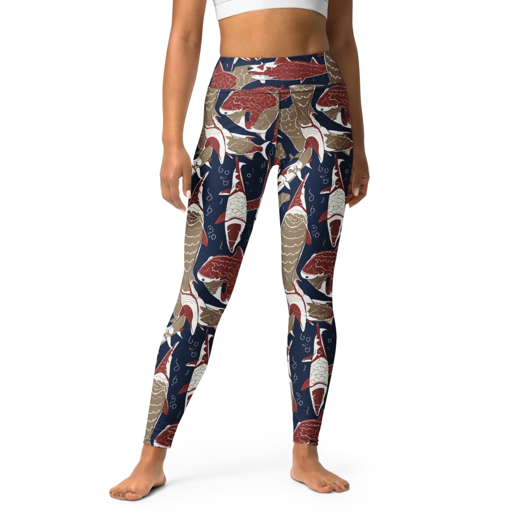 Crimson Koi on Yoga Leggings — Front