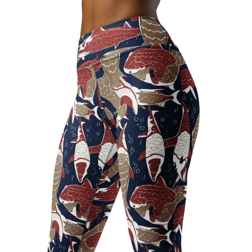 Crimson Koi on a Yoga Leggings