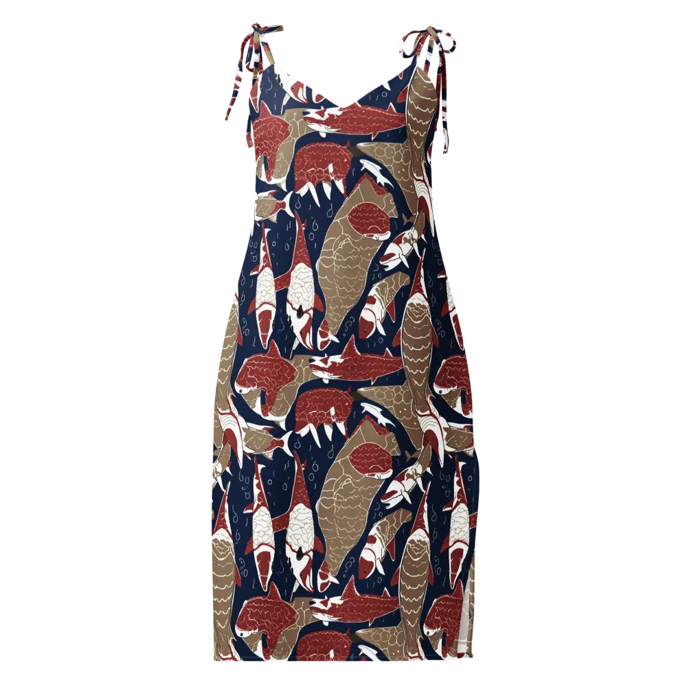 Crimson Koi on Slip Dress — Front