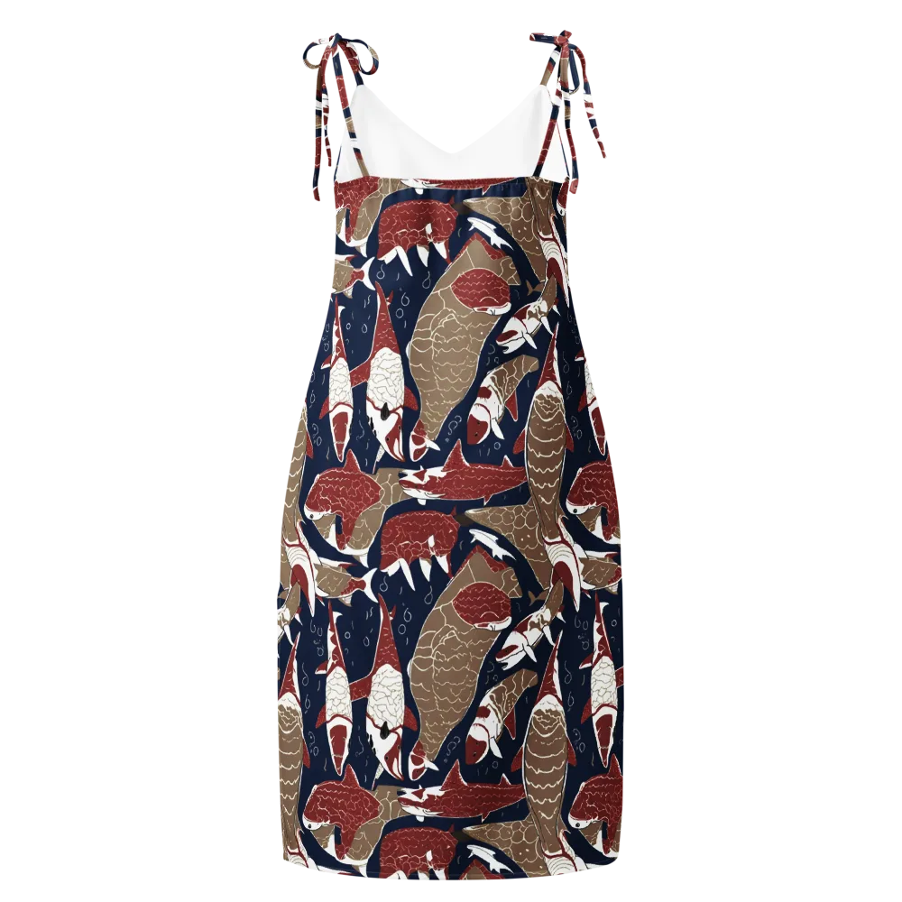 Crimson Koi on Slip Dress — Back
