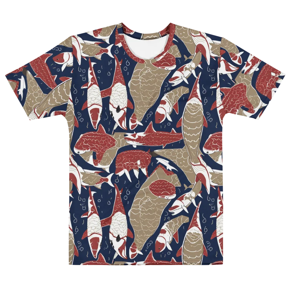Crimson Koi on Men's Cotton Crew Neck T-Shirt — Front